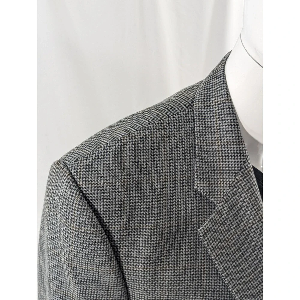 Ralph Lauren Blazer Sports Coat Silk Wool Gray Houndstooth Suit‎ Jacket 42S 46